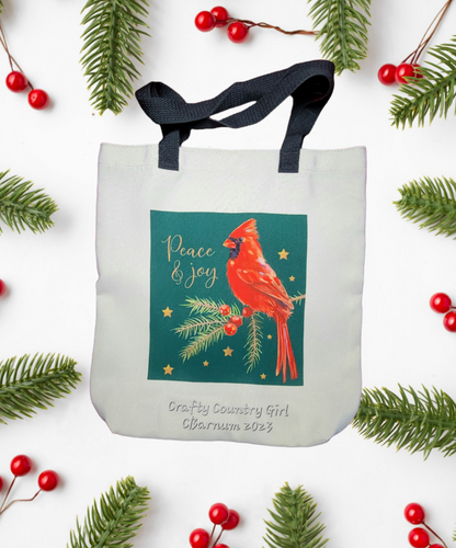 Medium Peace & Joy Cardinal Tote-Shopping Bag